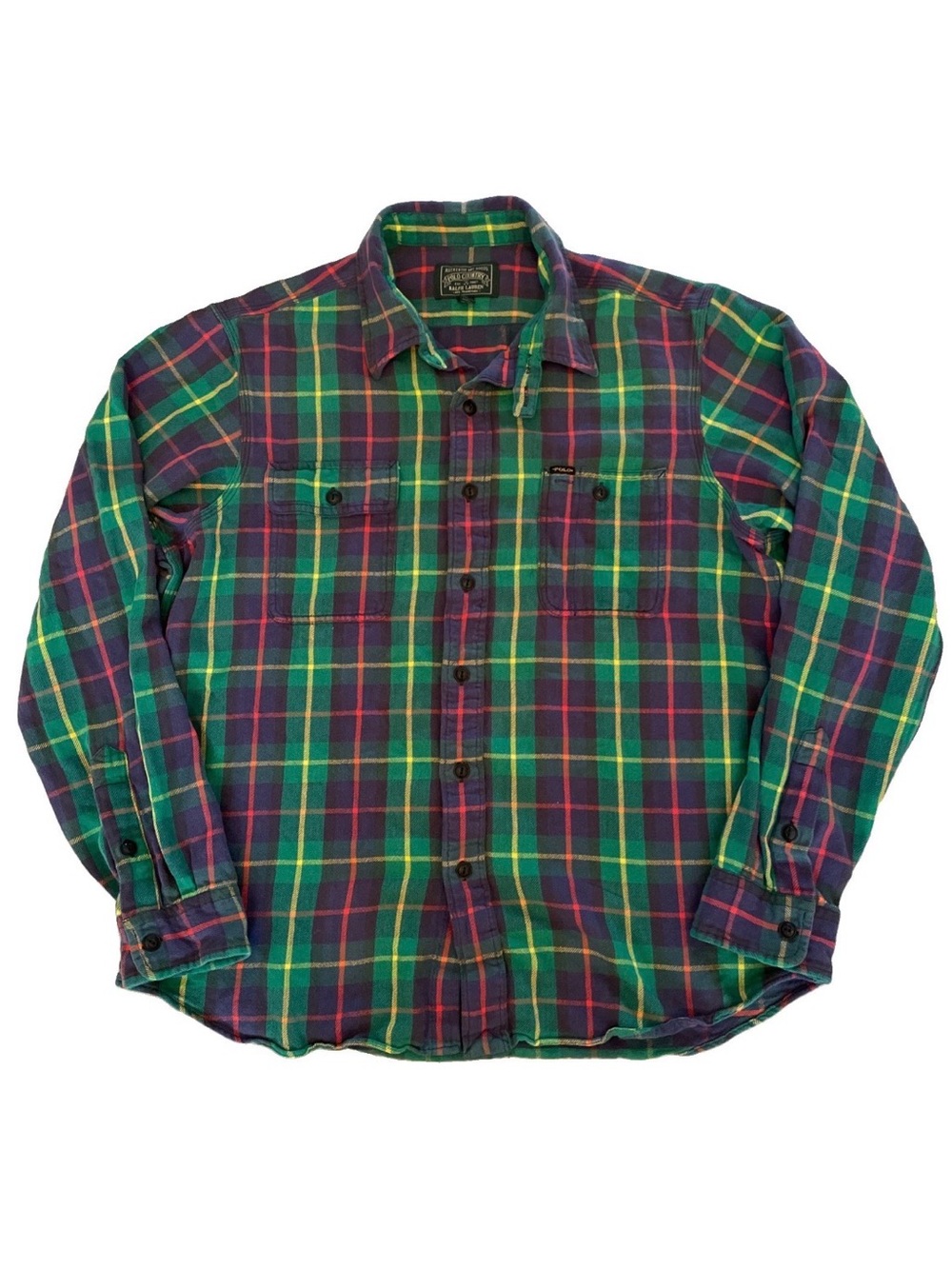 VTG Polo Country Ralph Lauren Flannel Plaid Button Down Shirt Men’s XL